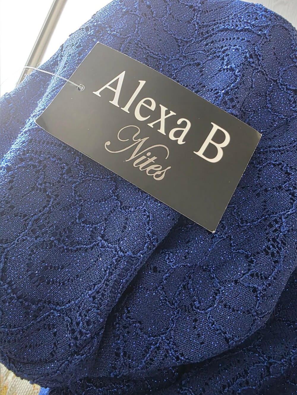 NWT Alexa B Nites Royal Blue Lace Glitter High-Low Mermaid Dress Size 12 - Picture 8 of 8